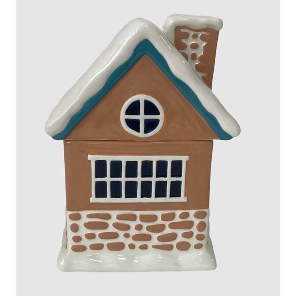 Holiday 57 oz Gingerbread House Glazed Ceramic Treat Cookie Jar Christmas Decor - Picture 5 of 5